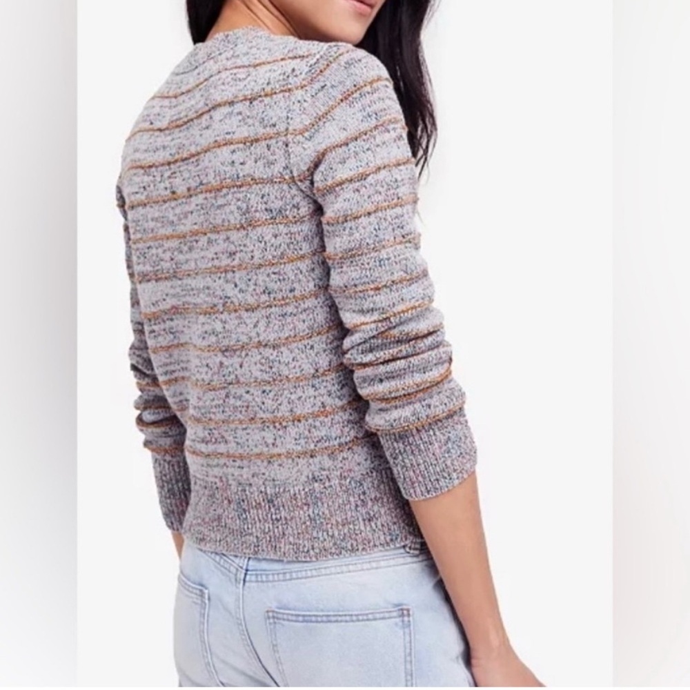 Free People Zig Zag Pullover Sweater Size Medium Cotton Knit Winter - Picture 2 of 10